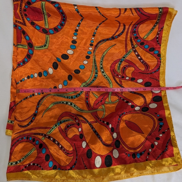 Colorful Large Printed Orange Fashion Scarf - Picture 2 of 8